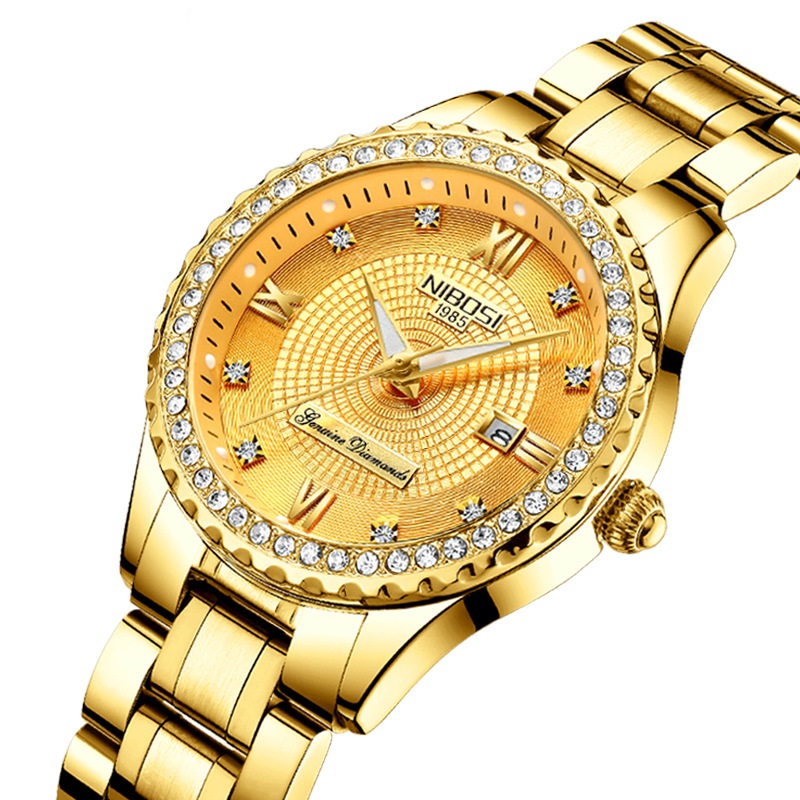 Nibosi Watch Casual Women's Steel Belt Couple Women's Watch Waterproof Luminous Diamond Table