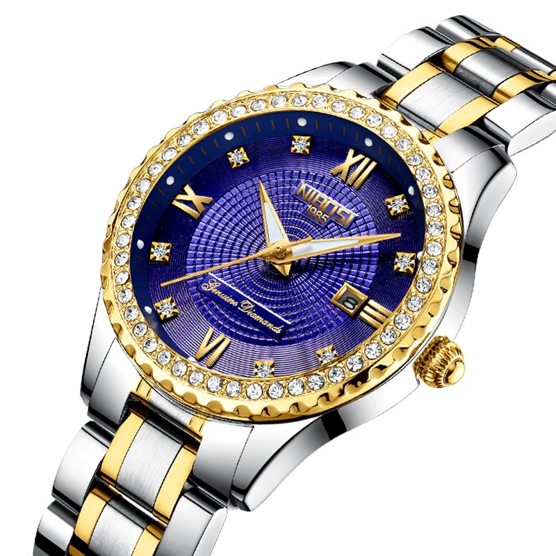 Nibosi Watch Casual Women's Steel Belt Couple Women's Watch Waterproof Luminous Diamond Table
