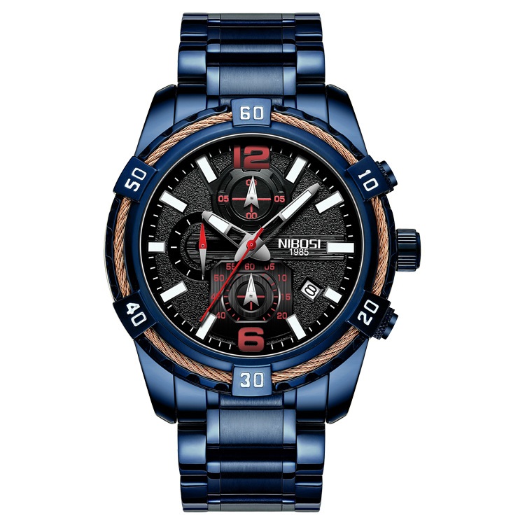 NIBOSI Mens Watches Top Brand Luxury Chronograph Sport Watch Men Military Waterproof Quartz Watch
