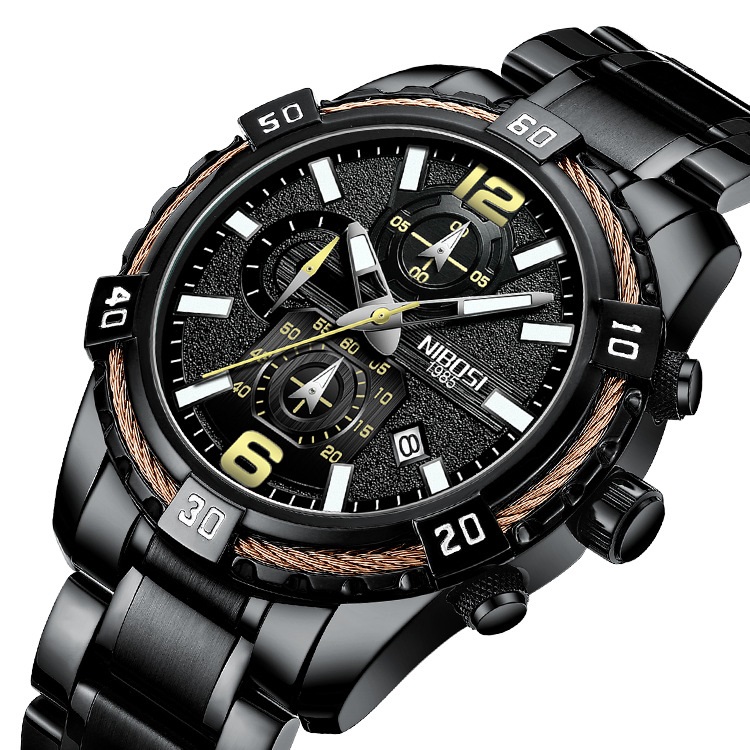 NIBOSI Mens Watches Top Brand Luxury Chronograph Sport Watch Men Military Waterproof Quartz Watch