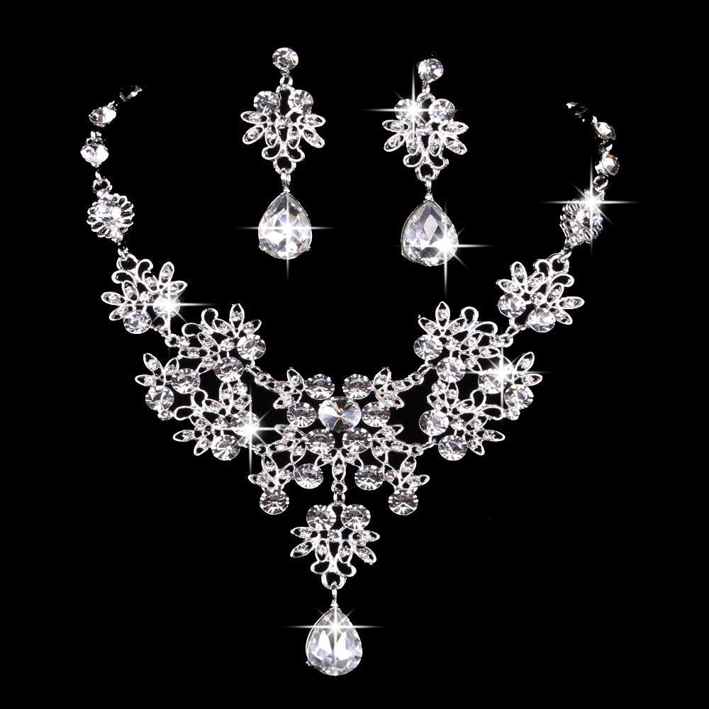 Bridal Jewelry Butterfly Large Drop Necklace Earrings Set Wedding Jewelry Knot Wedding Accessories