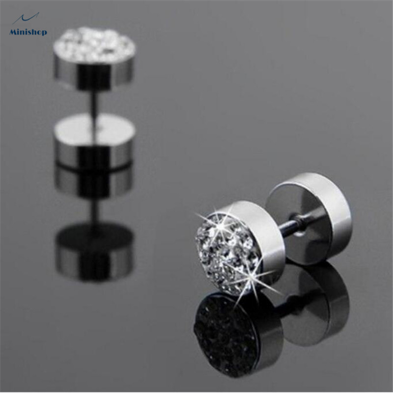 Men''s Studs Earring New fashion Punk Style Stainless Steel Diamond Earrings one piece Jewelry Gift