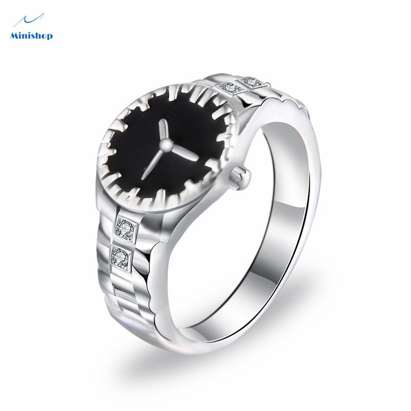 Men and Women's New Creative Watch Shaped Fashion Ring Personality Couple Rings Jewelry Gift