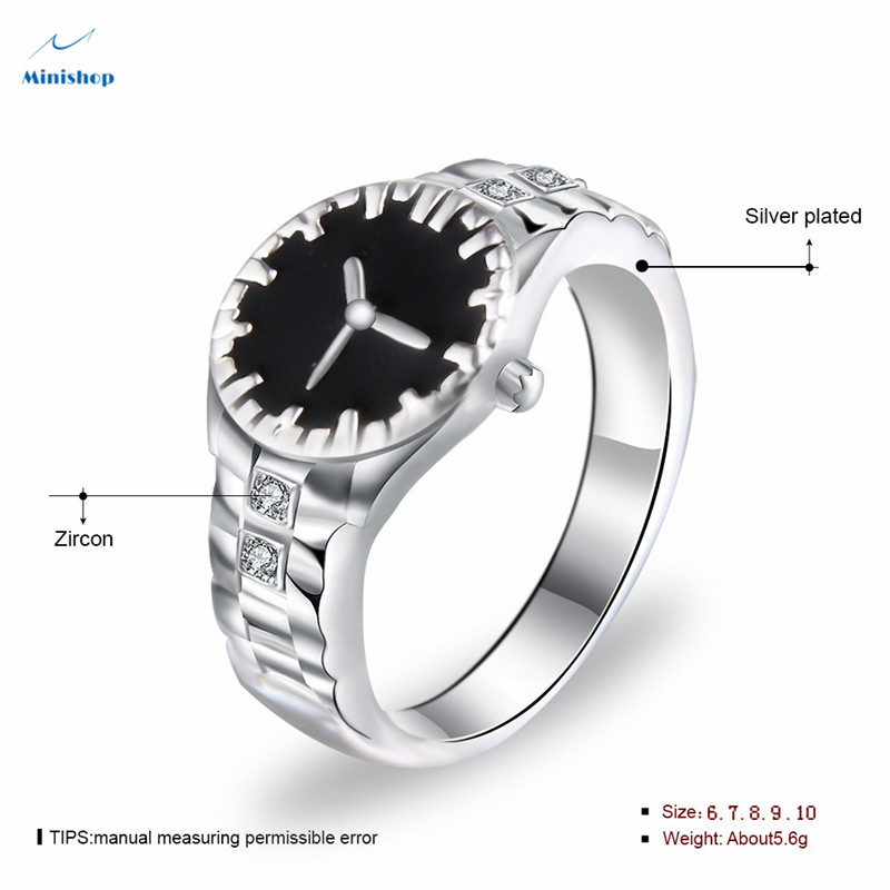 Men and Women's New Creative Watch Shaped Fashion Ring Personality Couple Rings Jewelry Gift