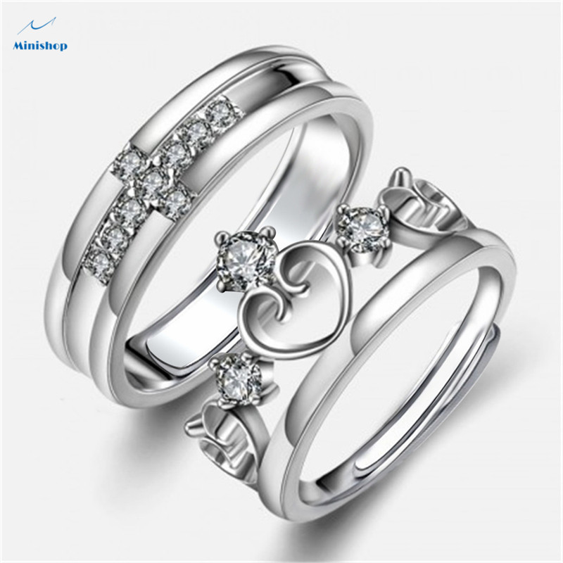 Crown Couple Ring Fashion Men and Women Pair Ring Platinum Diamond Prince and Princess Wedding Ring