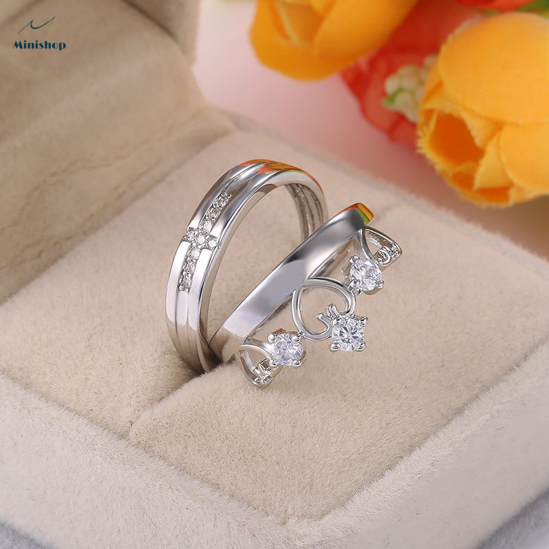 Crown Couple Ring Fashion Men and Women Pair Ring Platinum Diamond Prince and Princess Wedding Ring