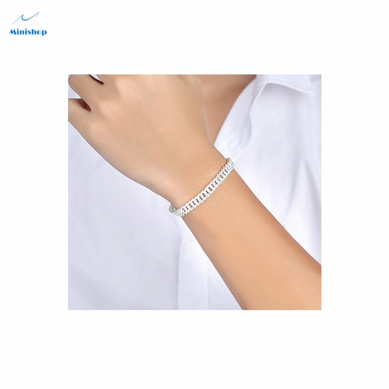 Men Overbearing Fashion Handmade Whip Chain Silver Plated S990 Bracelet Hip Hop Jeans Jewelry Gift