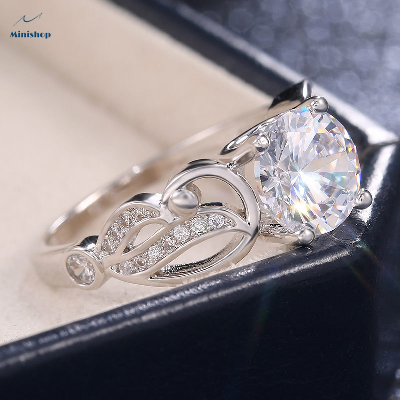 Zircon Diamond Ring Women's Engagement Ring Lady Marriage Proposal Ring Dress Jewelry Gift