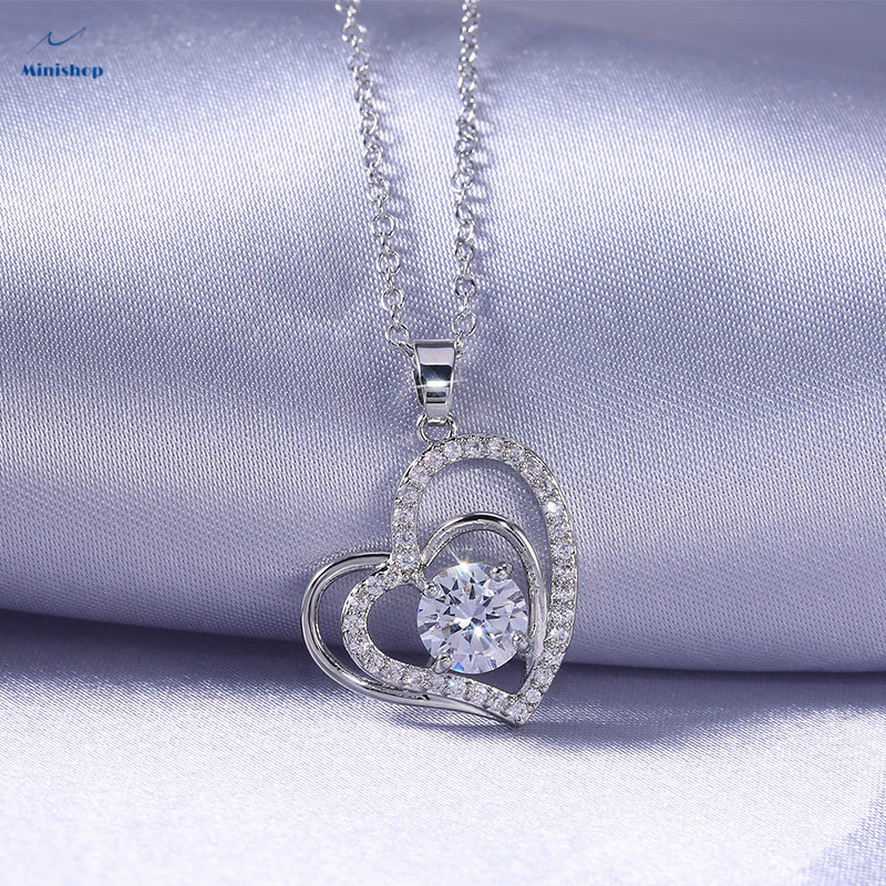 Women's Necklace Love Full Diamond Heart Necklace Valentine's Day Lovers Pendant Dress  Jewelry Gift