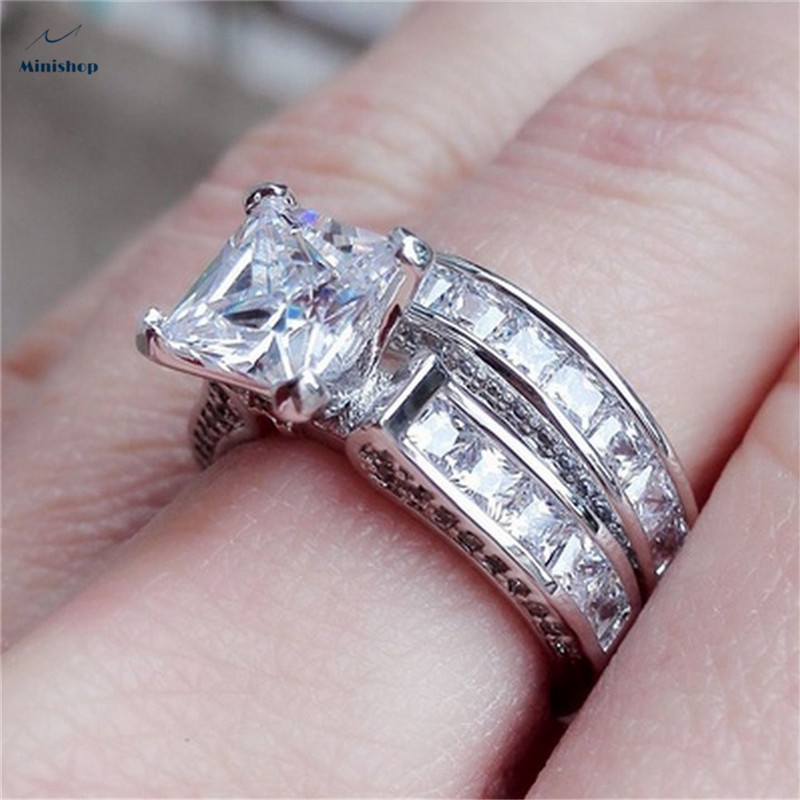 Women's Ring Zircon Diamond Wedding Rings a pair of Diamond Set lady's Rings Dress Jewelry Gift