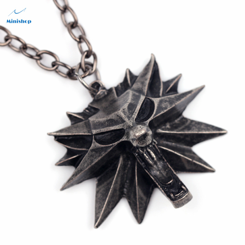 Witcher 3 Wizard 3 Wolf Head Pendant Necklace for Men Boy Fashion Hiphop T-shirt Watches Accessories