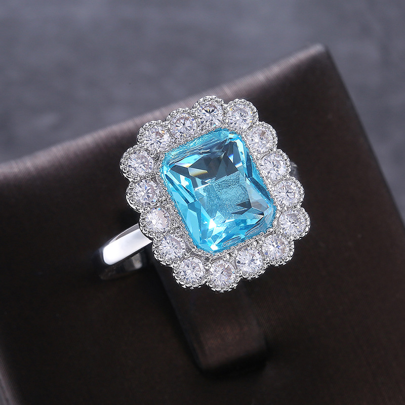 Women Vintage Ring Lady Zircon Diamond Silver-plated Ring Jewelry Gift Ring Jewelry Accessories