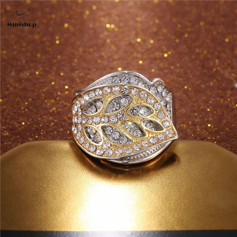 New Luxury Lady Ring with Diamond Set Creative Leaf Color Separation Jewelry Wedding Proposal Ring