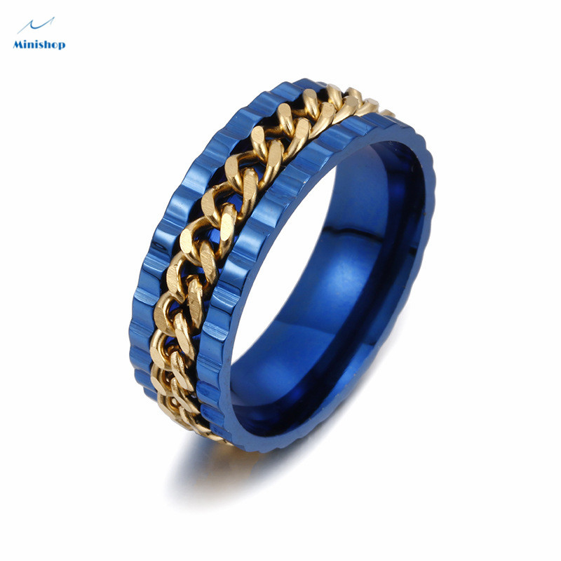 Men and Women New Fashion No Faded Ring Titanium Steel Chain Ring Hip hop style Jewelry