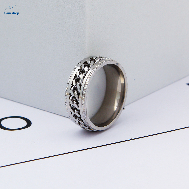 UnFaded Stainless Steel Retro Ring Boys and Grils Hipster Gold Gift Ring Tide Revolving Ring
