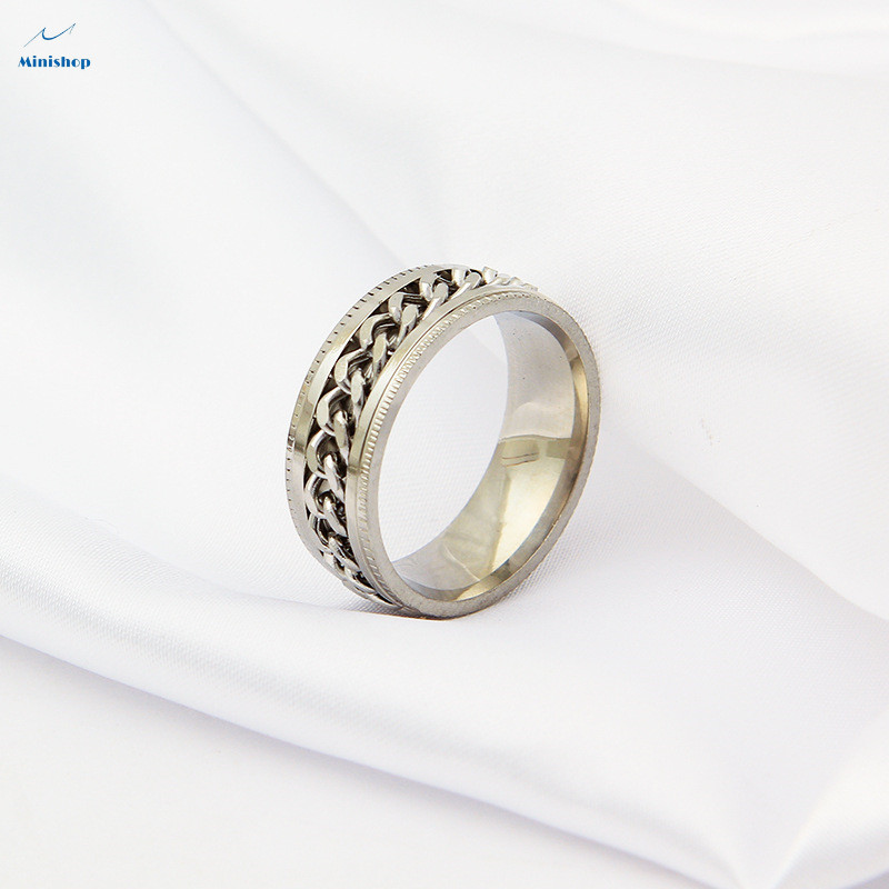 UnFaded Stainless Steel Retro Ring Boys and Grils Hipster Gold Gift Ring Tide Revolving Ring