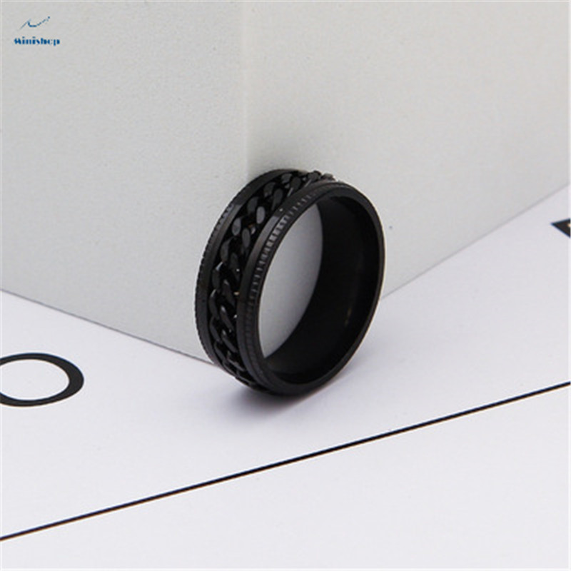 UnFaded Stainless Steel Retro Ring Boys and Grils Hipster Gold Gift Ring Tide Revolving Ring