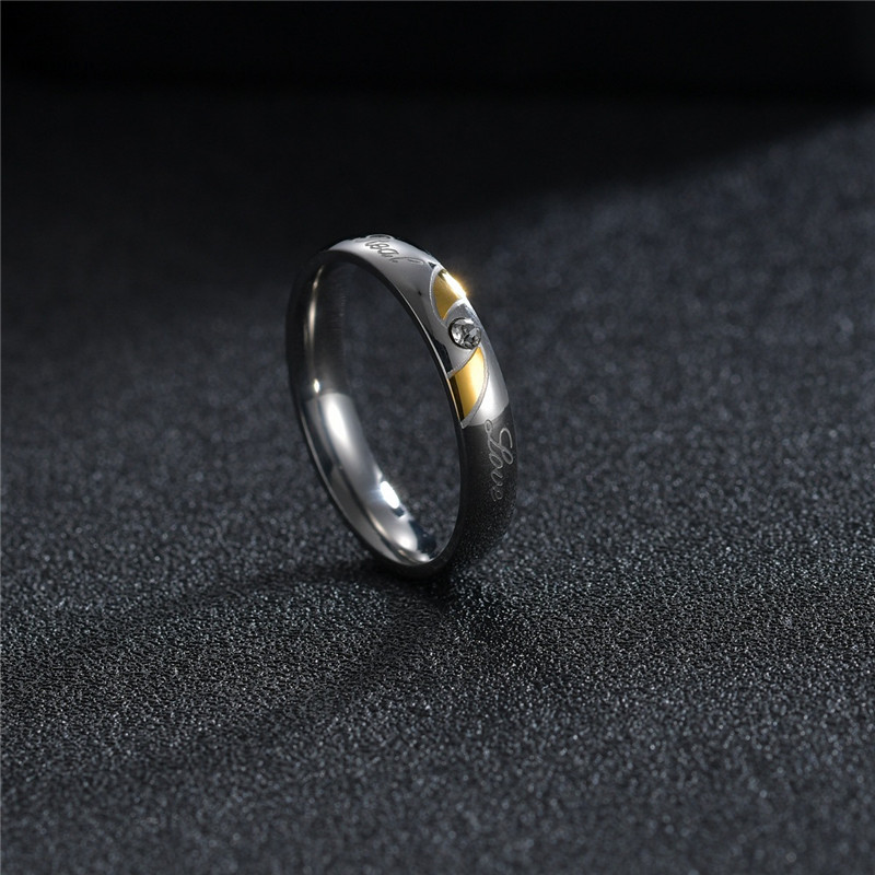 Men and Women REAL LOVE Stainless Steel Flower Diamond Wedding Engagement Ring Lovers Gift Ring