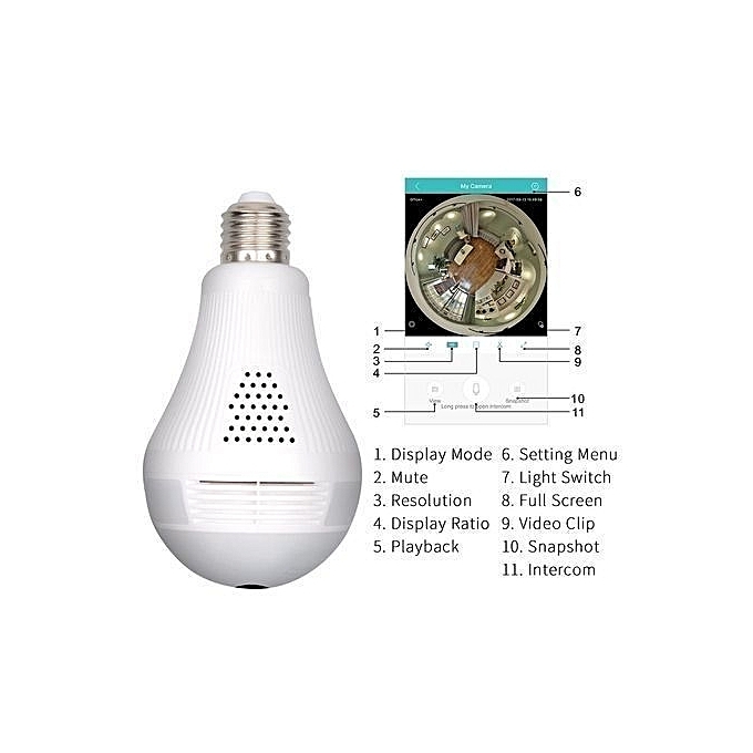 1080P Night Vision Camera 360 Degree Panoramic CCTV Security Wireless IP Wifi Light Bulb Camera