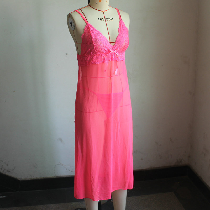 sexy lingerie hot long Dresses hot sexy costumes Girls  strap Transparent nightdress slips intimates