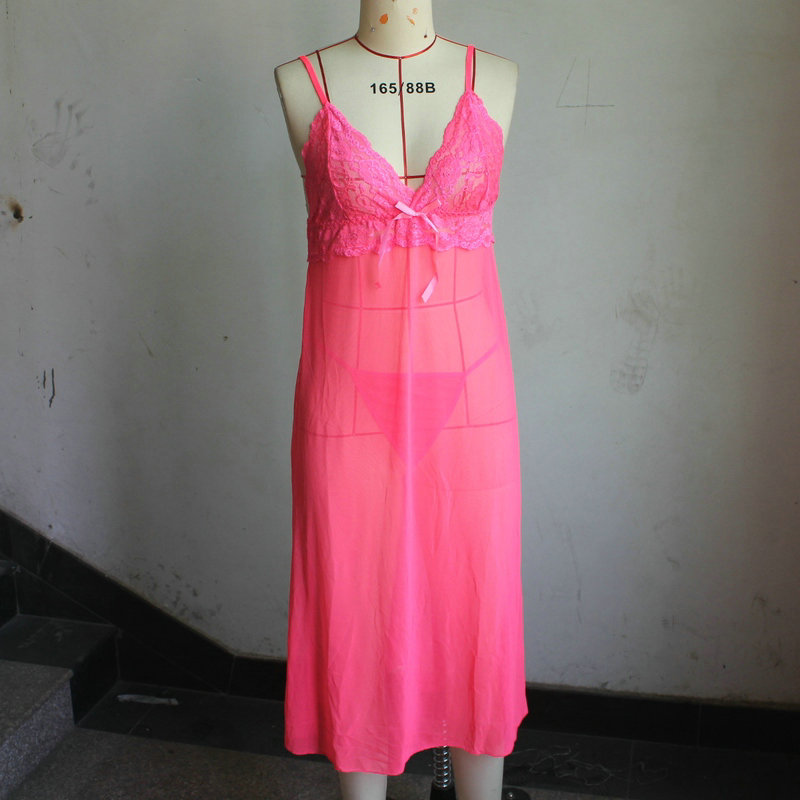 sexy lingerie hot long Dresses hot sexy costumes Girls  strap Transparent nightdress slips intimates