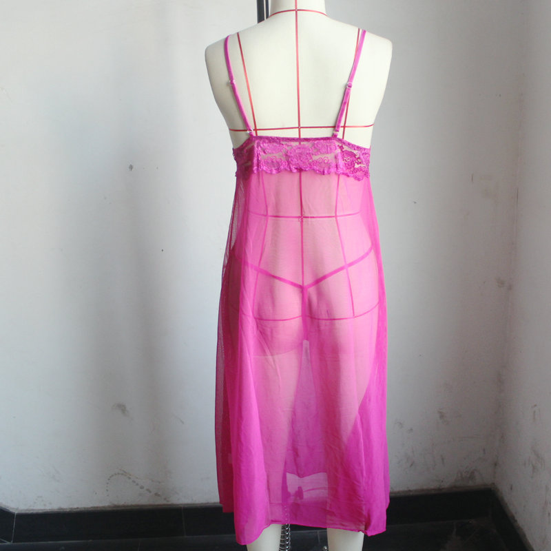 sexy lingerie hot long Dresses hot sexy costumes Girls  strap Transparent nightdress slips intimates