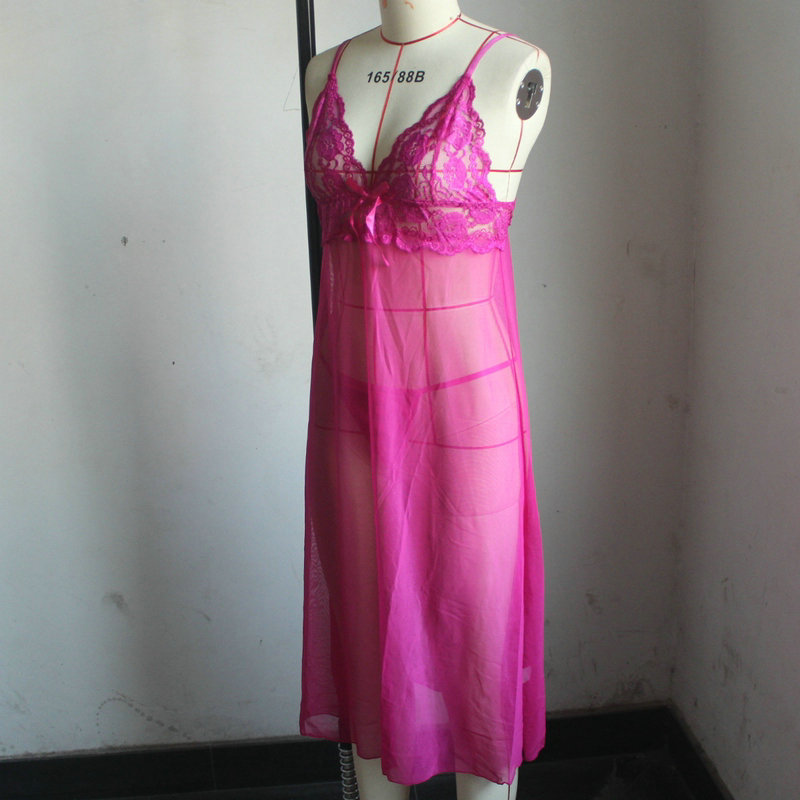 sexy lingerie hot long Dresses hot sexy costumes Girls  strap Transparent nightdress slips intimates