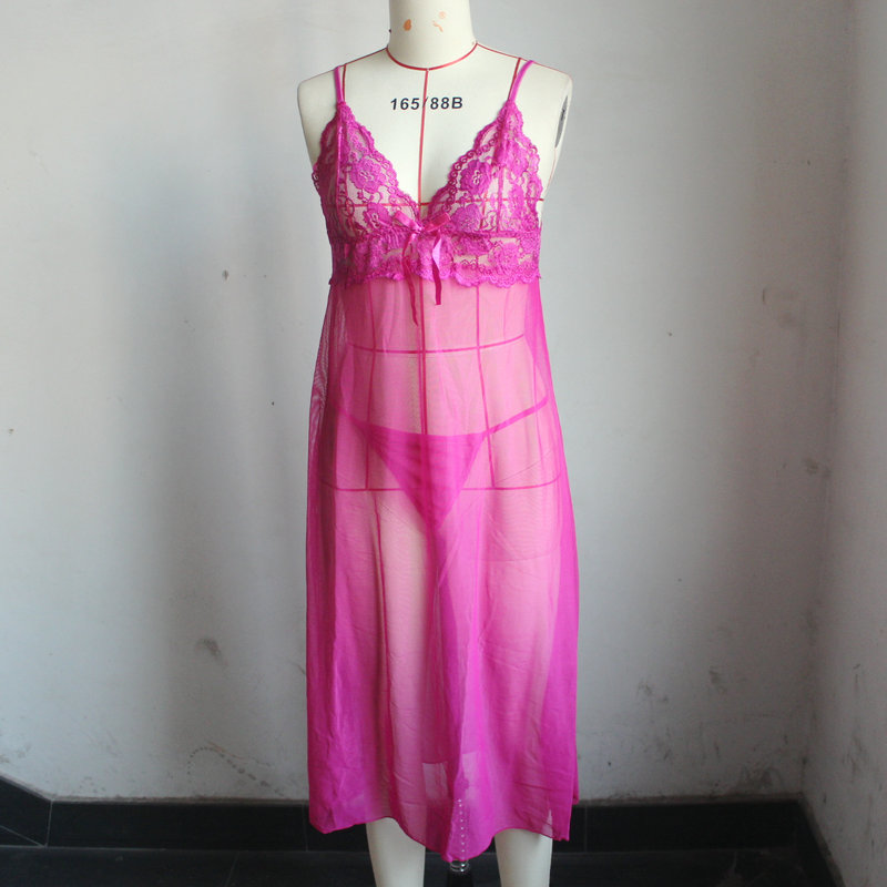 sexy lingerie hot long Dresses hot sexy costumes Girls  strap Transparent nightdress slips intimates