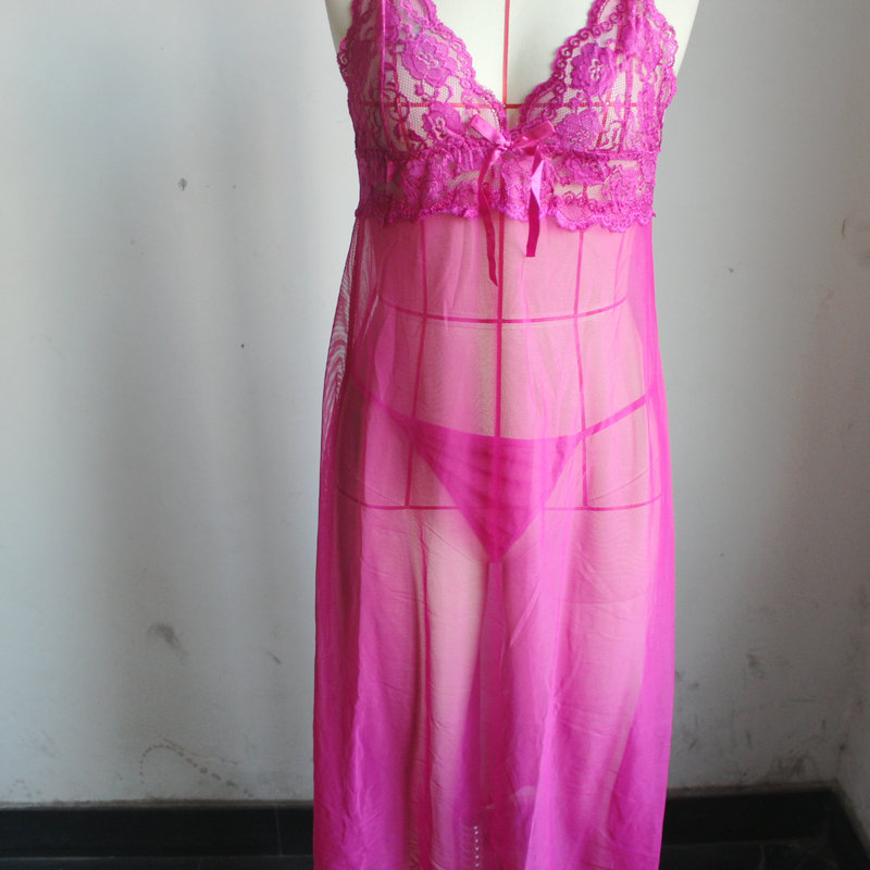 sexy lingerie hot long Dresses hot sexy costumes Girls  strap Transparent nightdress slips intimates