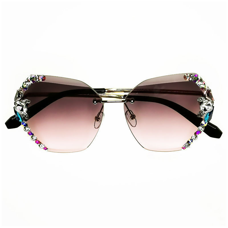 Retro Sparkling Sunglasses for Women UV400 Protection Cat Eye Bling Crystal Sun Glasses for Lady Oversized Plastic Frame Fashion Eyewear