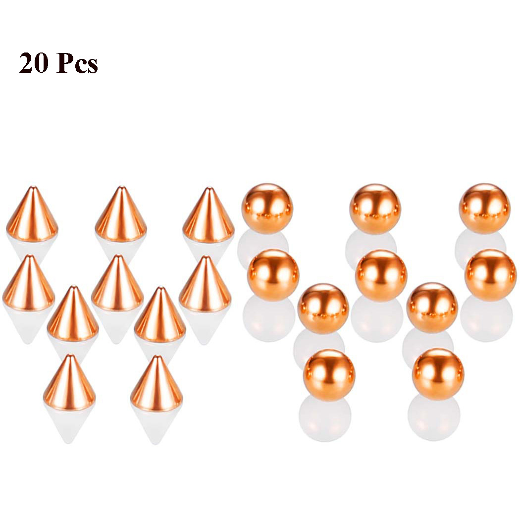 20 Pcs Fake Nose Lip Eyebrow Non-Piercing Body Jewelry Stainless Steel 3/4/5mm Ball/Spike Kit Sticker