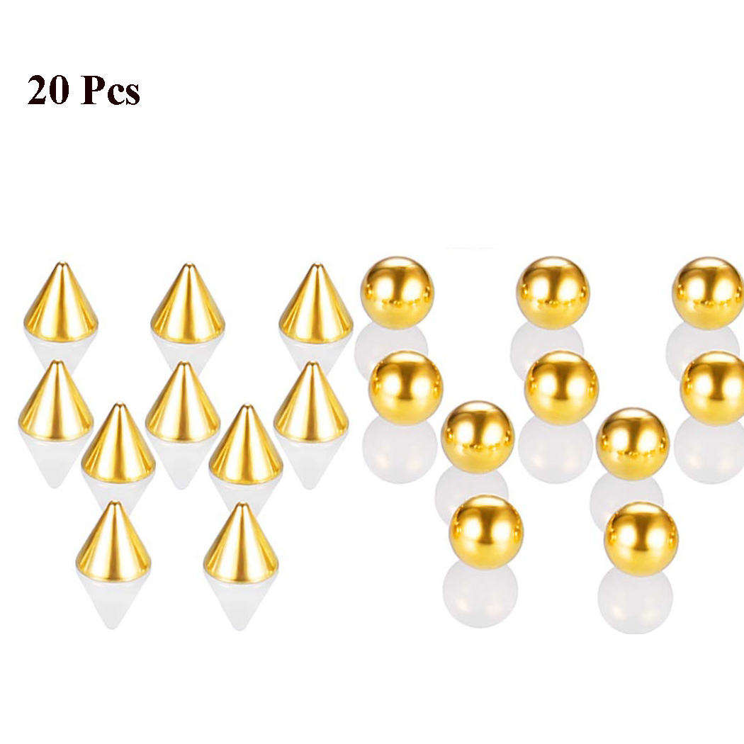 20 Pcs Fake Nose Lip Eyebrow Non-Piercing Body Jewelry Stainless Steel 3/4/5mm Ball/Spike Kit Sticker