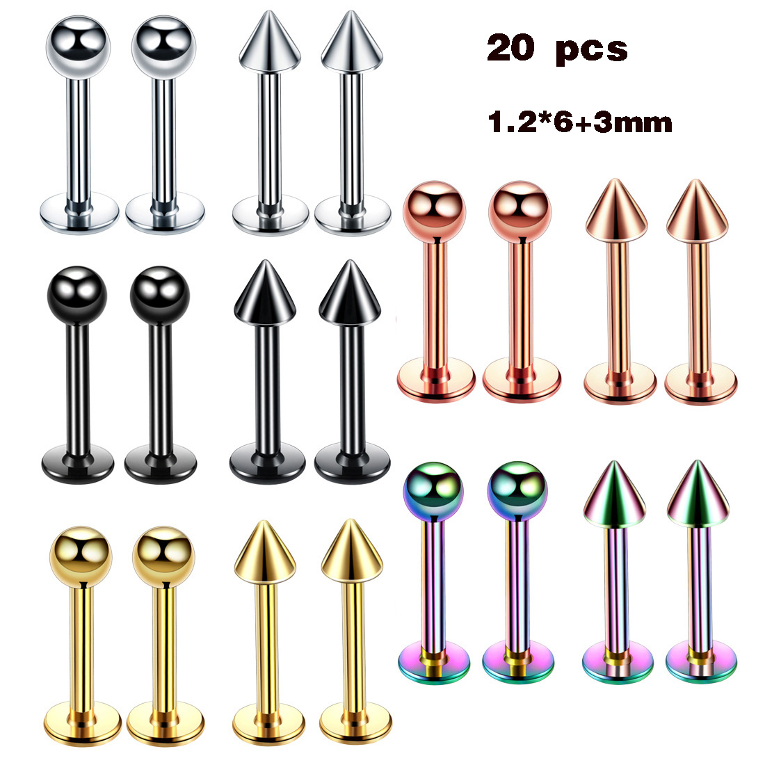 Earrings Hoop 10/20Pcs Surgical Steel Stud for Women Men Nose Lip Horseshoe Piercing Rings 5 Colors Ear Body Piercing Jewelry