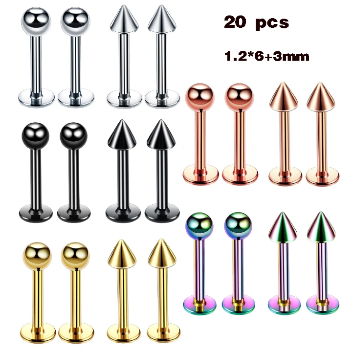 Earrings Hoop 10/20Pcs Surgical Steel Stud for Women Men Nose Lip Horseshoe Piercing Rings 5 Colors Ear Body Piercing Jewelry
