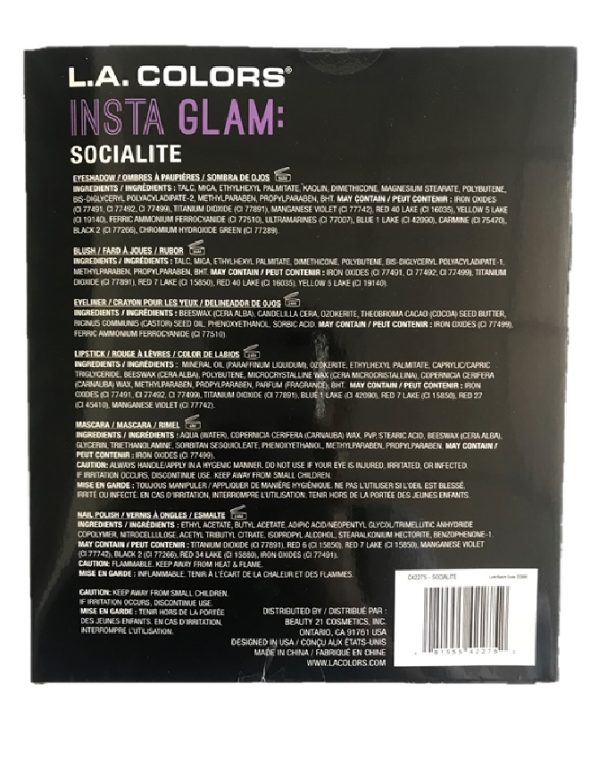 L.A Colors 20 Pc. Insta Glam: Eye, Lip &amp; Nail Kit - Socialite