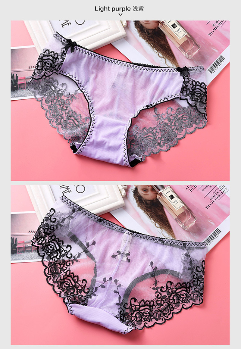 6pcs Sexy Fashion Underwears Women Panties embroidery lace Pure Cotton Lace Briefs for Women