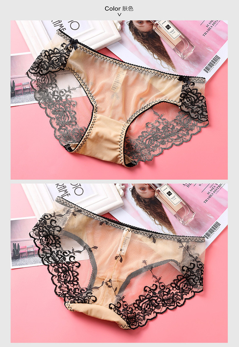 6pcs Sexy Fashion Underwears Women Panties embroidery lace Pure Cotton Lace Briefs for Women