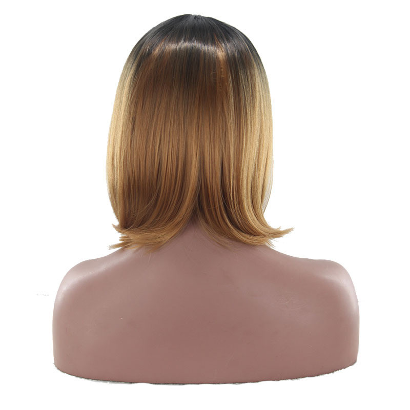 FBK Women Ombre Bob Short Straight Hair Black Brown Synthetic Wigs Ladies Gift