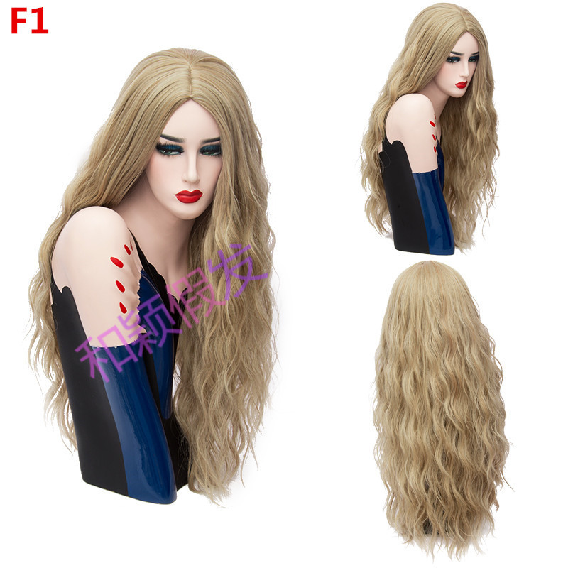 70CM Long Pink Wavy Wigs Cosplay Natural Synthetic Women' s Blonde Wig 29 Colors Heat Resistant Hair
