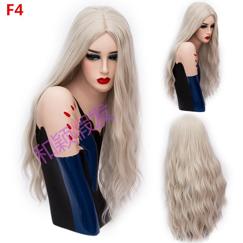 70CM Long Pink Wavy Wigs Cosplay Natural Synthetic Women' s Blonde Wig 29 Colors Heat Resistant Hair