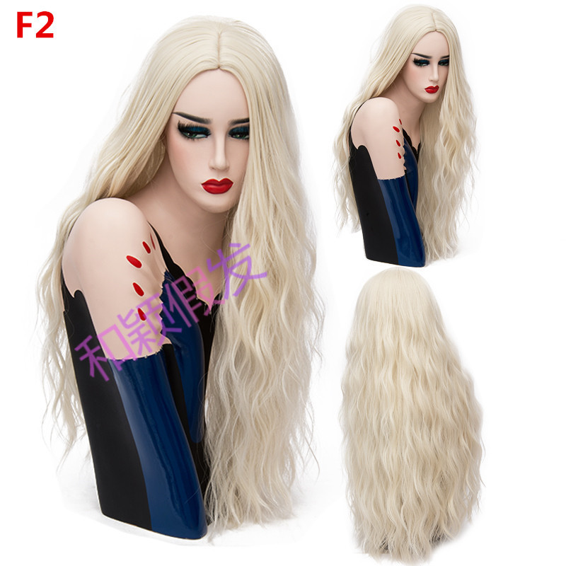70CM Long Pink Wavy Wigs Cosplay Natural Synthetic Women' s Blonde Wig 29 Colors Heat Resistant Hair