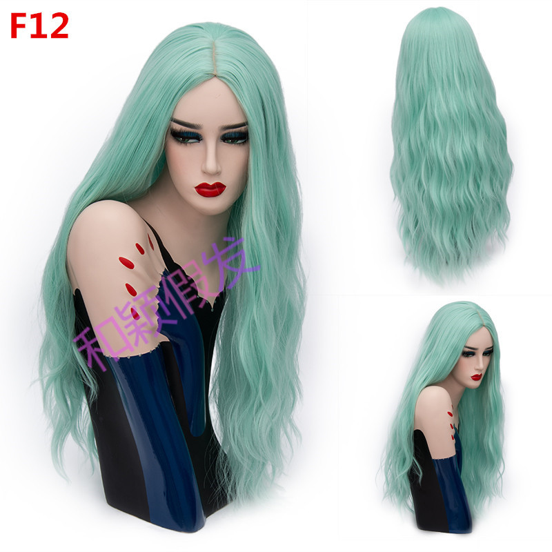 70CM Long Pink Wavy Wigs Cosplay Natural Synthetic Women' s Blonde Wig 29 Colors Heat Resistant Hair