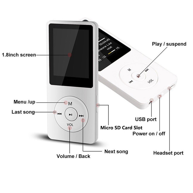 MP3 Player LCD Screen FM Radio Video Hifi Player Games Movies E-Books Music Players Built Microphone