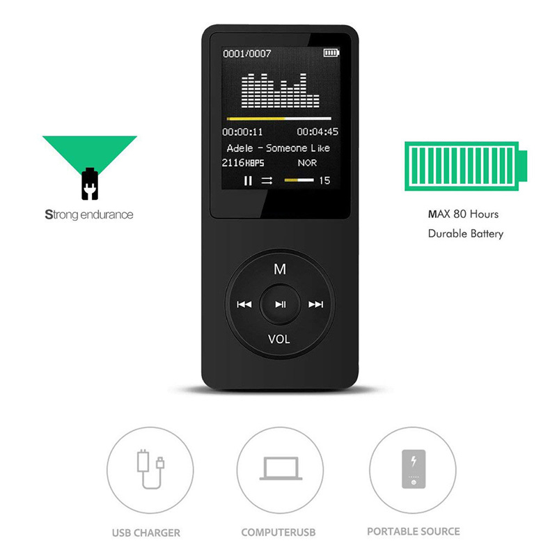 MP3 Player LCD Screen FM Radio Video Hifi Player Games Movies E-Books Music Players Built Microphone