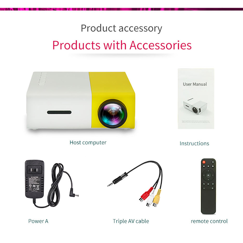Projector 480x320 Pixels Supports 1080P YG-300 HDMI USB Audio Portable Projector Media Video player