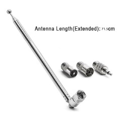 Telescopic DAB FM Radio Aerial Adapter HiFi AV Receiver Universal Antenna 15dbi DVB-T TV HDTV DVD Antenna IEC Male Connector F Type Male Plug Adapter For AV Stereo Receiver Home Amplifier