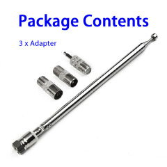 Telescopic DAB FM Radio Aerial Adapter HiFi AV Receiver Universal Antenna 15dbi DVB-T TV HDTV DVD Antenna IEC Male Connector F Type Male Plug Adapter For AV Stereo Receiver Home Amplifier