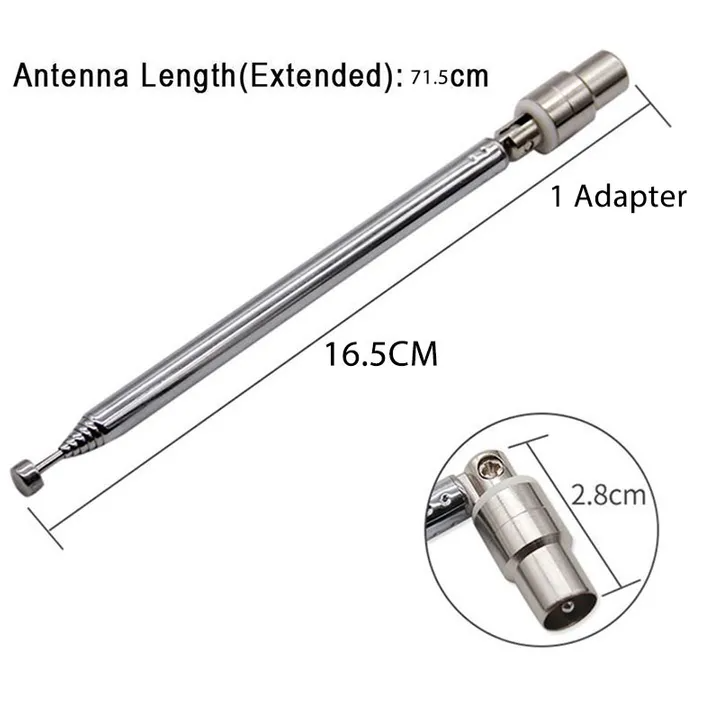 Telescopic DAB FM Radio Aerial Adapter HiFi AV Receiver Universal Antenna 15dbi DVB-T TV HDTV DVD Antenna IEC Male Connector F Type Male Plug Adapter For AV Stereo Receiver Home Amplifier