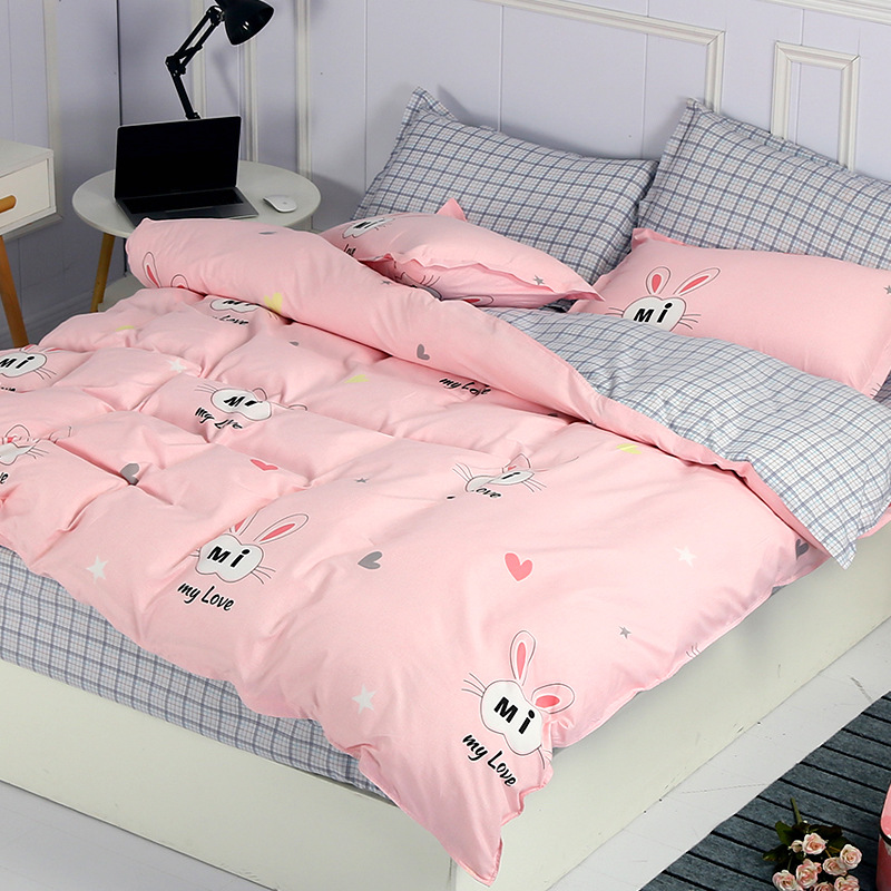 4Pcs Bedding Sets (1 Duvet cover+1 Bed sheet+2 Pillow covers)100% Polyester Cotton