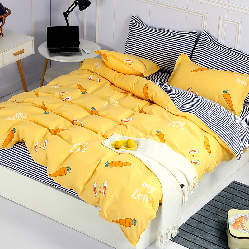 4Pcs Bedding Sets (1 Duvet cover+1 Bed sheet+2 Pillow covers)100% Polyester Cotton